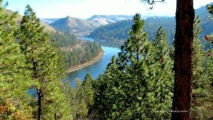 Woodridge Road looking down on the Clearwater River and Kooskia